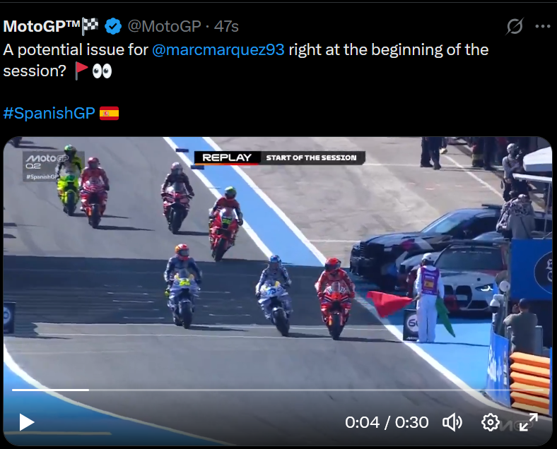 Marc Marquez, Alex Marquez, red flag at start of 2025 Spanish MotoGP qualifying